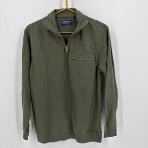 Roundtree & Yorke Quarter Zip Pullover Sweater Mens‎ Size Small Olive Green